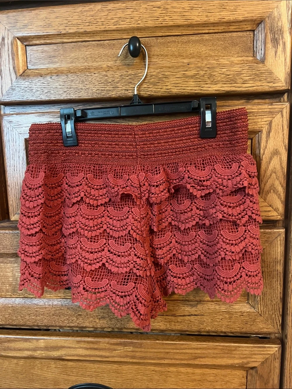 American Rag Crochet Lace High-Waist Shorts — Rust